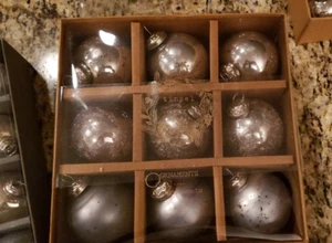 Martha Stewart Kugel Glass Christmas Ornaments. 2.5" Grey  - Picture 1 of 2