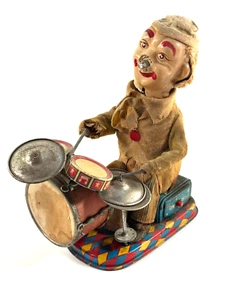 ALPS Circus Carnival Clown Drum Drummer Drumming JAPAN vtg tin toy - Picture 1 of 14
