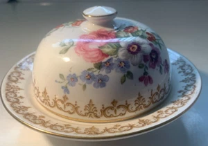 Plato de mantequilla vintage con tapa - porcelana de hueso fino, CORONA Staffordshire Inglaterra - Imagen 1 de 8