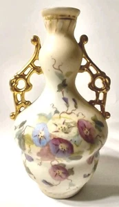 Antike RW Rudolstadt Porzellan Vase handbemalt Morning Glory Blumendesign - Bild 1 von 13