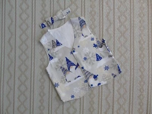 Boys Gnomes waistcoat & bow tie age 10-11 years party Christmas outfit handmade - Picture 1 of 3