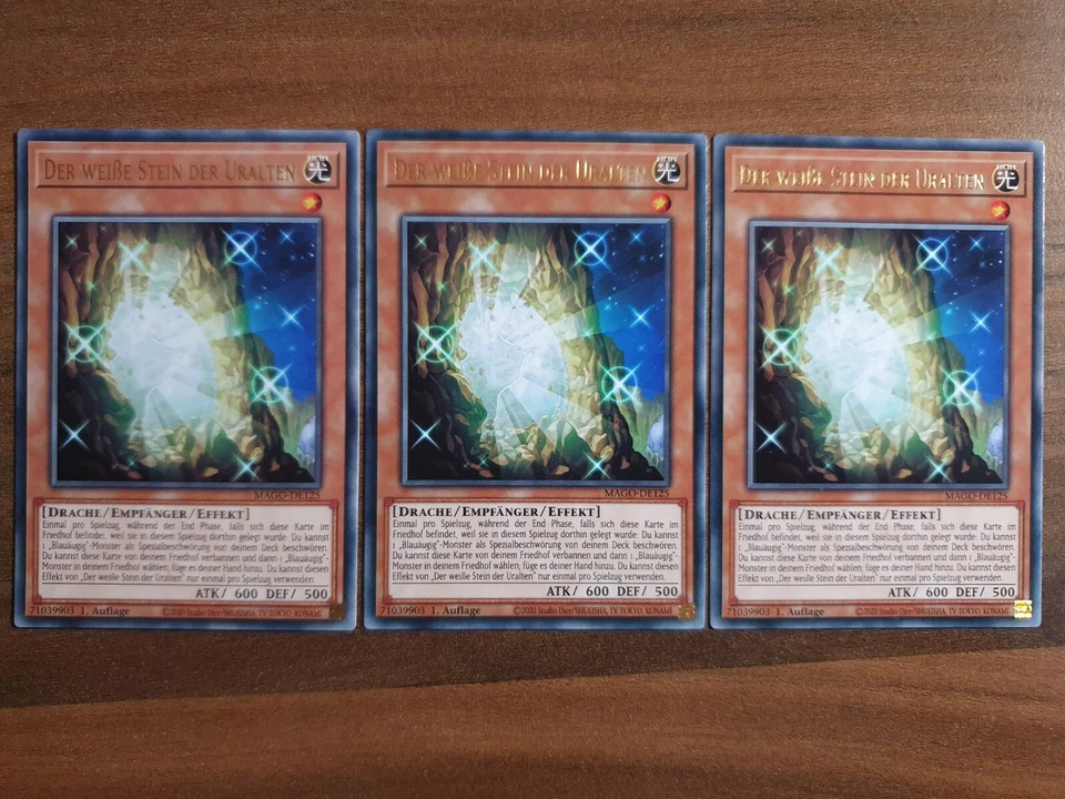 3x Yu-Gi-Oh! MAGO-DE125 Der weiße Stein der Uralten Rare, NM, DE 1st Ed - Bild 1 von 1