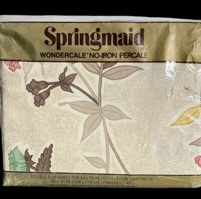 MCM Springmaid Wondercale Floral No-Iron Percale Double Flat Sheet Farmhouse - Image 1 of 4