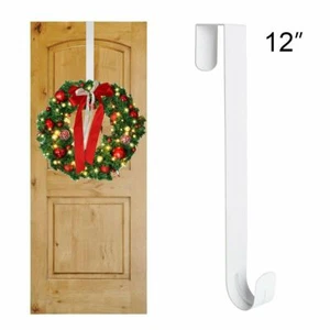 12 inch White Over The Door Hanger Front Door Wreath Metal Hook Home Decor Hooks - Picture 1 of 7