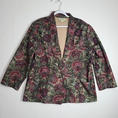 VTG Joanna Womens USA Made Floral Blazer Shoulder Pads Estimated 5X Career EUC - Image 1 of 4