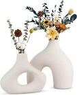 Ceramic Set Of 2 Modern White Vases For Home D?cor