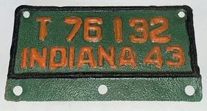 Original INDIANA LKW Nummernschild Topper Tag von 1943 - Bild 1 von 2