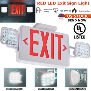 Luces LED de señal de salida de emergencia con letras rojas con dos cabezales ajustables, listadas por UL - Imagen 1 de 20