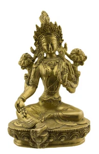 Statue Buddhist Tara Green - Bodhisattva Of 21cm And 1kg500 Brass #4580 - Picture 1 of 6
