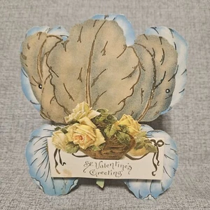 Vintage 1920s Stand Up Valentine Card With Yellow Roses - Picture 1 of 5