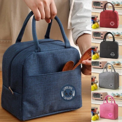 Thermal Insulated Lunch Bag Cool Bag Picnic Adult Kids Food Storage Lunch Box UK - Image 1 of 4