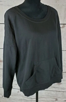 Zella Womens Small Pullover Sweatshirt Solid Black Zipper Back Thumb Hole Active - Image 1 of 4