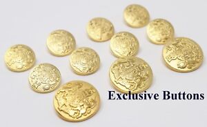 Gold Metal Blazer Buttons Set - Lion & Unicorn