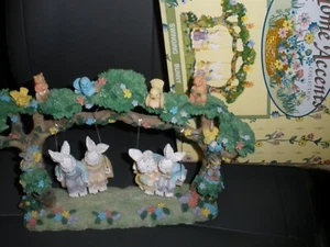 Home Accents World Bazzaars Swinging Bunnies Scene Easter Figurine Sculpture EUC - Picture 1 of 7