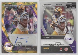 2021 Panini Prizm Draft Picks Gold Ice Jabril Cox #DPA-JAB Rookie Auto RC