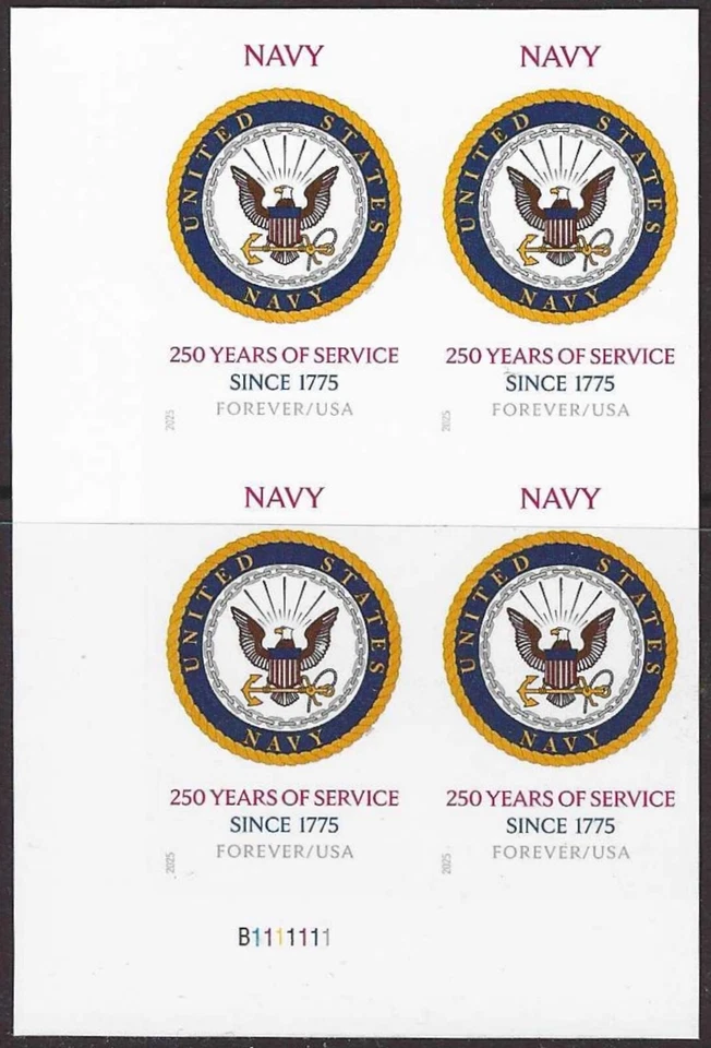 USA Sc. 6004a (F) U.S. Navy 2025 MNH plate block  ***NO DIE CUTS*** - Image 1 of 1