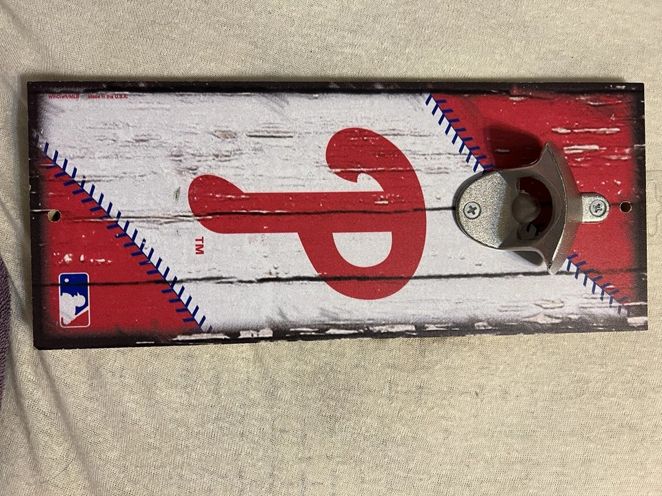 Philadelphia Phillies 5x11 Bottle Opener Team Wooden Sign Drink Opener - Image 1 of 1