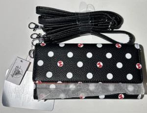 Disney Parks Minnie Mouse Polka Dots Black & White Crossbody Wallet New w/ Tags - Picture 1 of 6