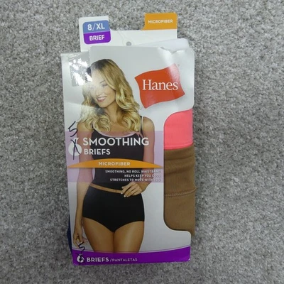 Hanes Underwear Womens 8 Extra Large Briefs Microfiber Smoothing 5 Pairs - Image 1 of 4