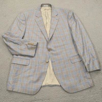 Blazer Peter Millar Para Hombres 48L Azul Gris Azul Cuadros Golf Deporte Abrigo Chaqueta Foto 1 de 4