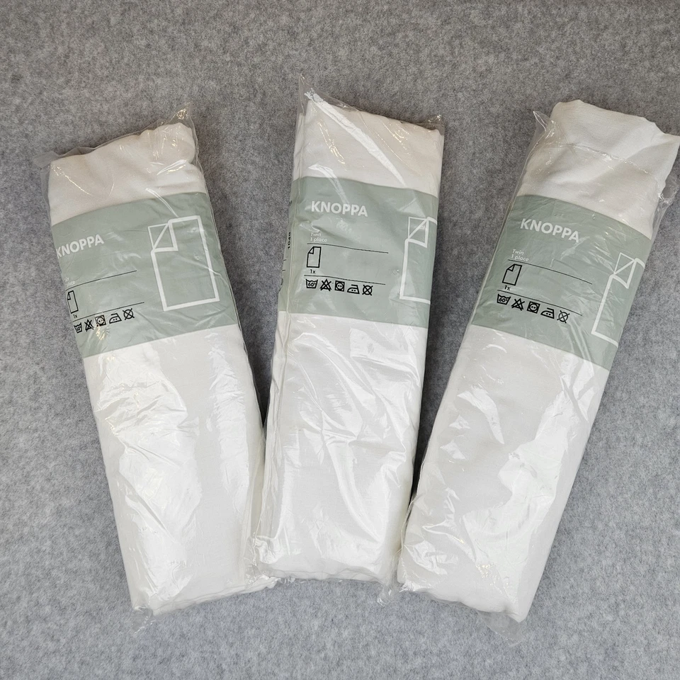 IKEA Knoppa Flat Twin Sheet White 2009 66"x98"-  Lot of 3 - New/Open Pkg - Image 1 of 4