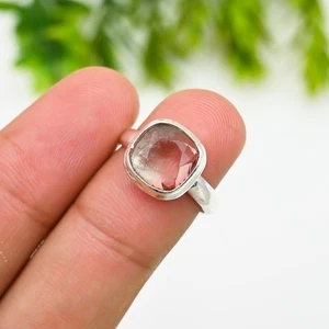 BI-Tourmaline Gemstone 925 Sterling Silver Ring Handmade Jewelry Ring For Gift - Picture 1 of 5