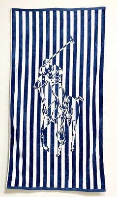 Ralph Lauren Beach Towel Bath Towel Blanket Big Pony Striped 90cm×170cm Blue - Image 1 of 2