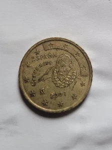 2001-50 Cent Euro España Cervantes-(M Label) Rare Collectors Coin - Picture 1 of 2