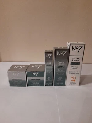 No7 FUTURE RENEW Damage Reversal Eye, Serum, Day & Night Cream (5 Boxes)  NEW - Image 1 of 4