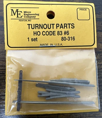 Micro-Engineering HO Scale #80-316 Code 83 #6 Turnout Parts Nickel Silver NIP! - Image 1 of 2