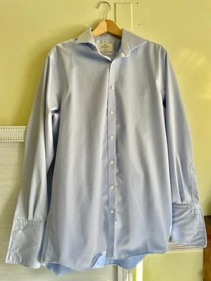 Nueva Camisa Hawes & Curtis Sin Hierro Azul Puño Francés Calce Clásico 17"/36" Para Hombres Foto 1 de 4