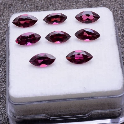 8 Pcs Natural Rhodolite Garnet Top-Grade 7mm-8mm Marquise Faceted Cut Gemtones - Image 1 of 4