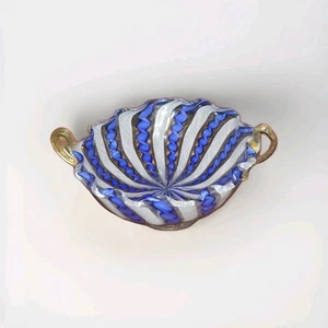 MURANO SALVIATA ZANFIRICO LATTICINO BLUE GOLD RIBBON FOOTED BOWL - Picture 1 of 5
