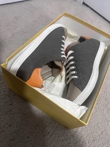Men’s Fendi Logo-Jacquard Canvas and Leather Sneakers - Green Size 10 - Picture 1 of 8