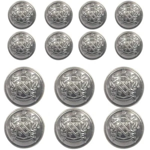 14 Piece Metal Blazer Button Set - for Blazer, Suits, Sport Coat, Uniform, Ja... - Picture 1 of 6