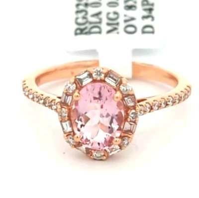 Video 14K Solid Rose Gold Natural Morganite Diamond 💎 Halo Engagement Ring  - Image 1 of 4