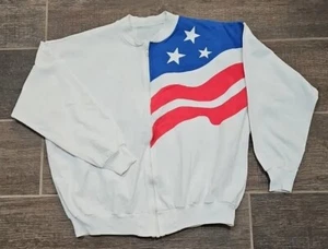 Chaqueta vintage con cremallera bandera americana, talla XL, defectuosa  - Imagen 1 de 14