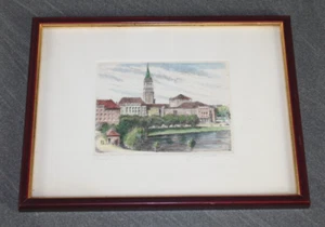 Bild Radierung  Kiel gerahmt mit Passepartout signiert - Bild 1 von 6