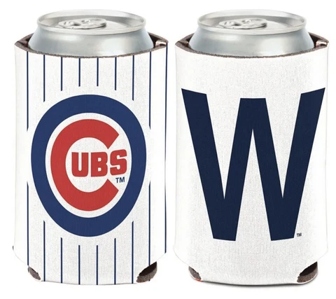 Chicago Cubs W Logo Can Cooler Two Sided Design MLB Collapsible Koozie Cover