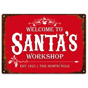 Welcome To Santas Workshop Sign Decoration Christmas Gift For Family Wall Dec... - Picture 1 of 9