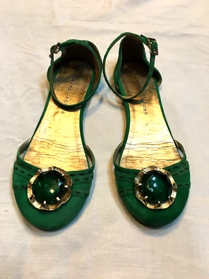 Marc Jacobs Sandali Donna PELLE SCAMOSCIATA METALLO E STRASS TG 37,5 VINTAGE - Immagine 1 di 4