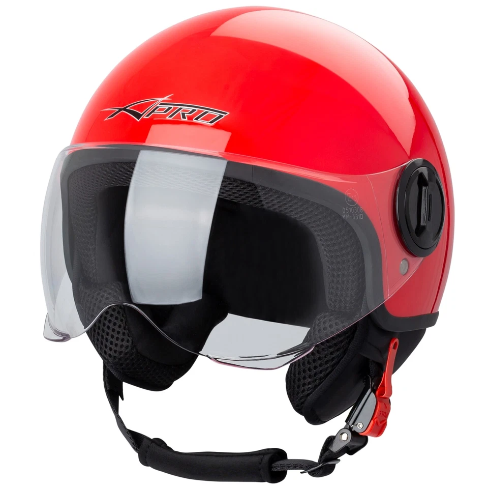 Demi Jet Helmet Moped Motorbike Scooter Visor SonicMoto Red