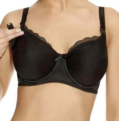 Freya Pure Nursing Bra Size 30F Drop Cup Black Underwired Padded Full Cup 1581 - Image 1 of 4