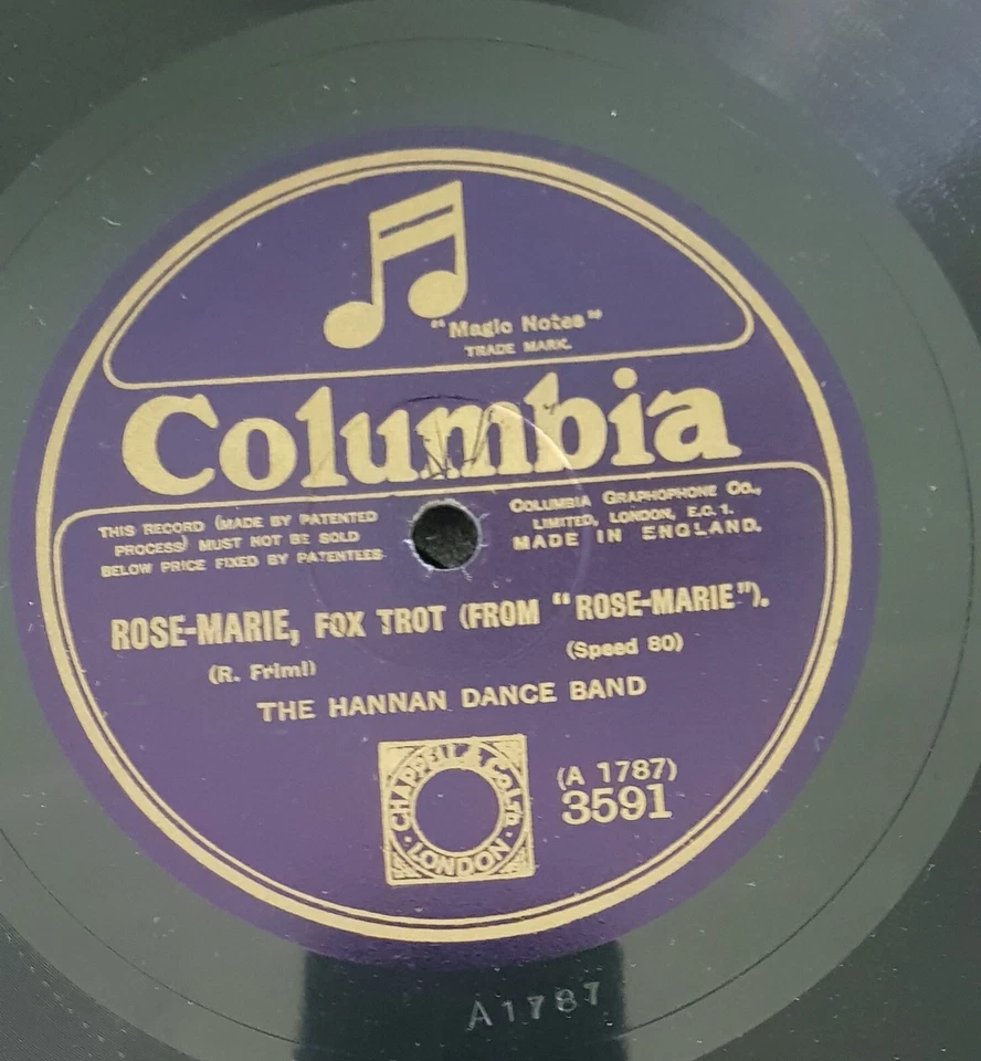 Hannan Dance Band - Rose-Marie fox trot / Indian Love Call - 78 rpm 10" excelente Foto 1 de 2