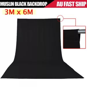 Studio 3x6M Black Muslin Photography Backdrop Screen Machine Washable Background - Picture 1 of 14