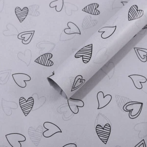 28 Sheets Hearts Flower Wrapping Paper Florist Bouquet Waterproof Packaging - Picture 1 of 18