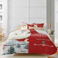 Cartoon Christmas Santa Claus Quilt Duvet Cover Set Kids King Bedspread Full