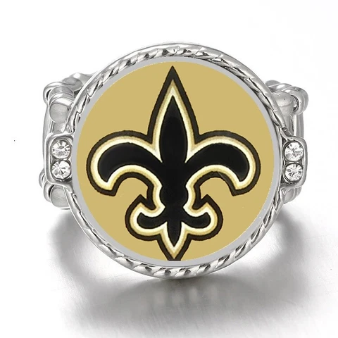 New Orleans Saints Silver Women's Crystal Accent Football Ring w Gift Pkg D12 Cover