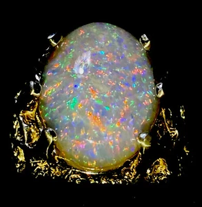 AMAZING RED BLUE PATCH RIBBON FIRE AUSTRALIA QUARTZ TOPPED OPAL STERLING RING 10 - Picture 1 of 12