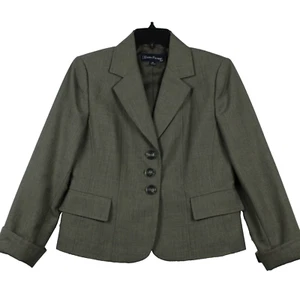 Evan-Picone Suit Button Front Blazer Suit Jacket Petite Size 6P Grayish Green - Picture 1 of 12